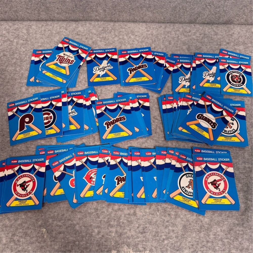 Vintage 1980’s Lot of 174 Fleer Baseball Team Stickers  - Dodgers, Padres, More!
